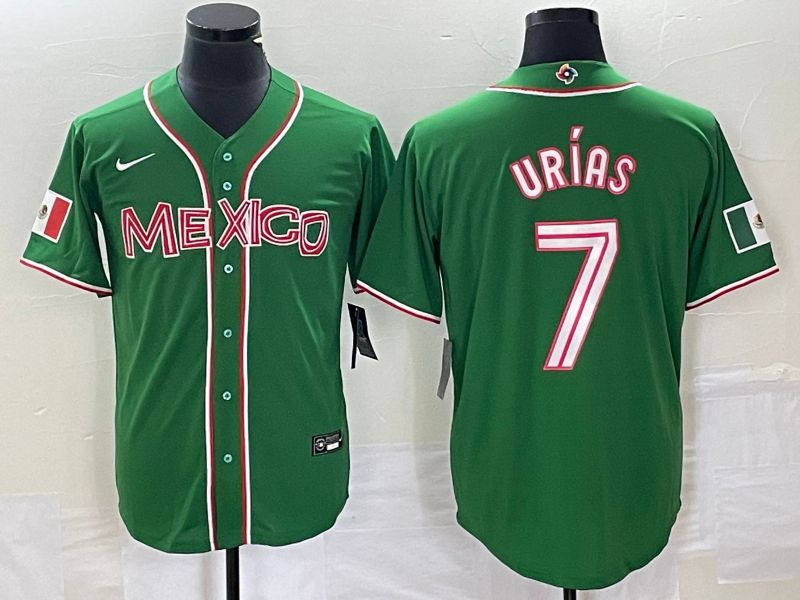 Men 2023 World Cub Mexico 7 Urias Green Nike MLB Jersey19